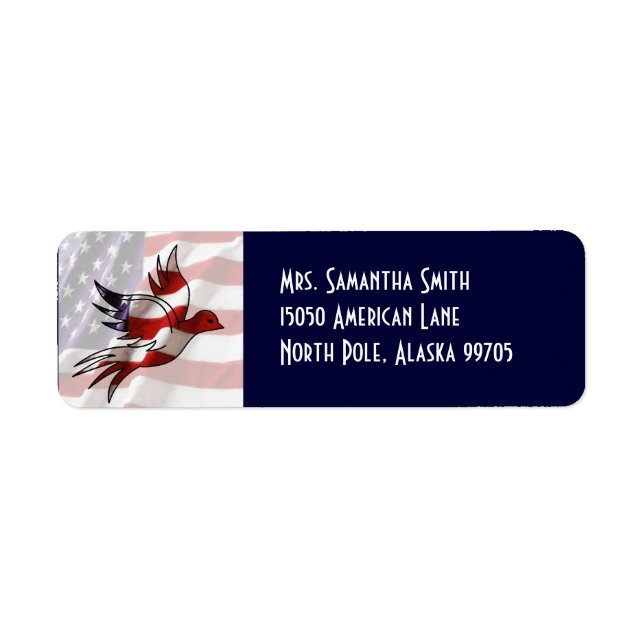 Patriotic American Flag Dove Address Label (Front)