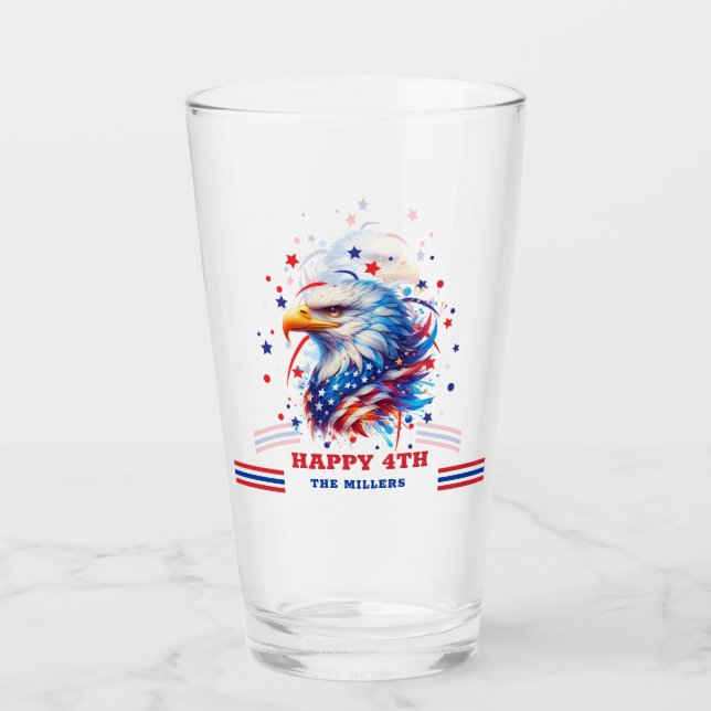 Patriotic American Flag Eagle Glass (Front)