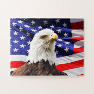 PATRIOTIC AMERICAN FLAG EAGLE JIGSAW PUZZLE