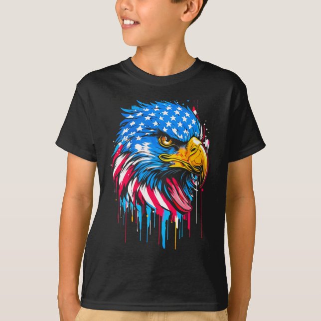  Patriotic American Flag Eagle  T-Shirt (Front)