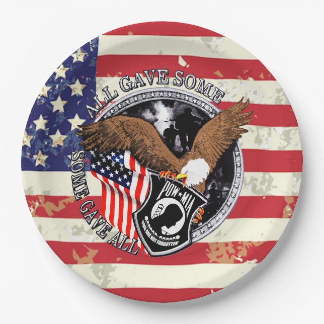 Patriotic American Flag Eagle USA  Paper Plate (Front)