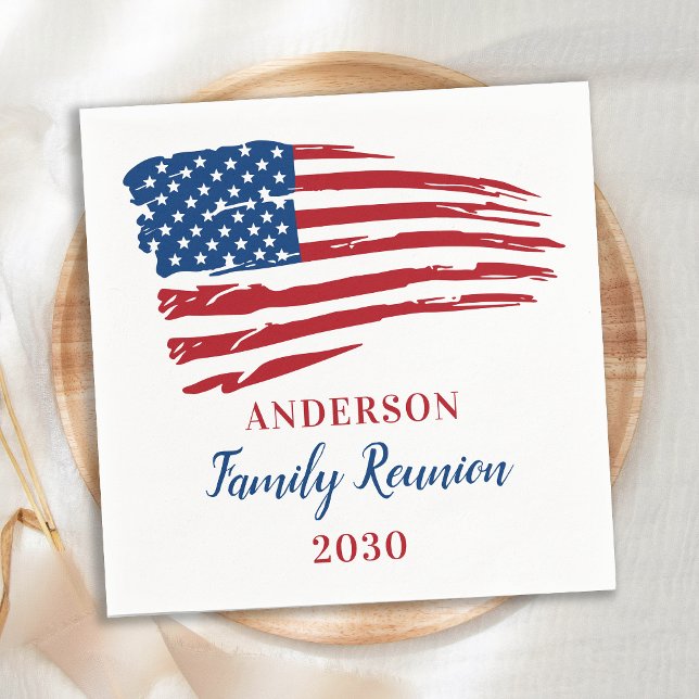 Patriotic American Flag Family Reunion Party Napkin (Creator Uploaded)