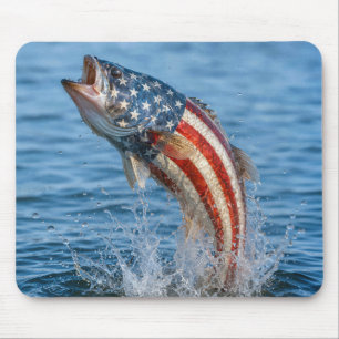 Patriotic American Flag Fish Mouse Mat