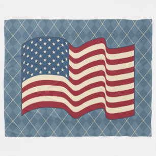 Patriotic American Flag Fleece Rustic Blanket Gift