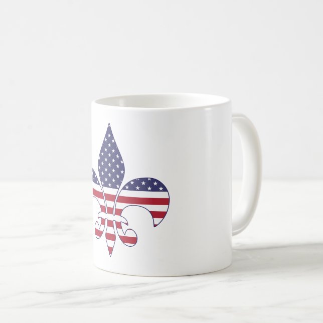 Patriotic American Flag Fleur-de-lis Coffee Mug (Front Right)