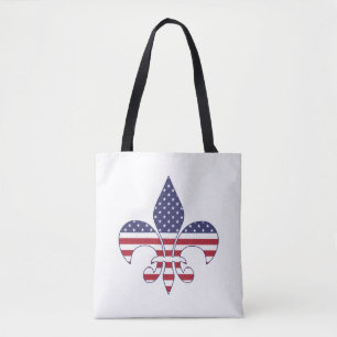 Patriotic American Flag Fleur-de-lis Tote Bag