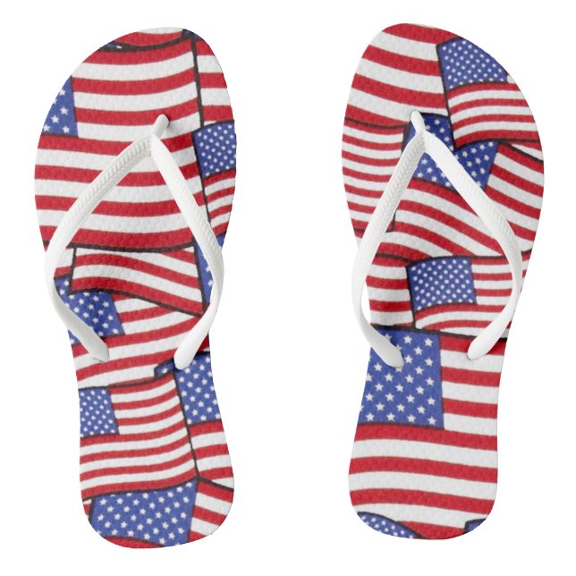 Patriotic American Flag Flip Flops (Footbed)