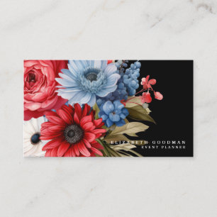 Patriotic American Flag Floral Business Cards