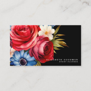 Patriotic American Flag Floral Business Cards