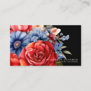 Patriotic American Flag Floral Business Cards