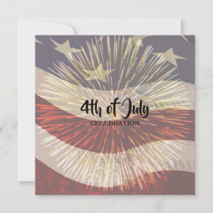 Patriotic American Flag Fourth of July Invitation