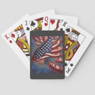 Patriotic American Flag Fractal Playing Cards