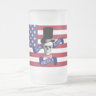 Patriotic American flag Frosted Glass Beer Mug