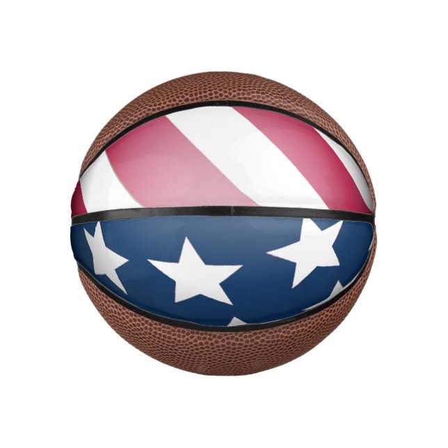 Patriotic American Flag Fun Red White, Blue Globe Mini Basketball (Front)