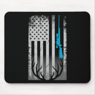 Patriotic American Flag Funny Deer Hunting Love De Mouse Mat