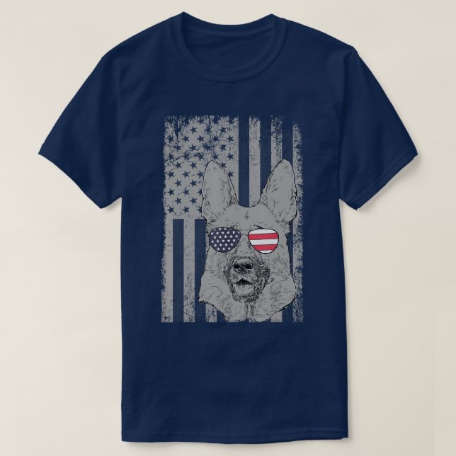 Patriotic AMERICAN FLAG German Shepherd  Men GSH L T-Shirt (Design Front)