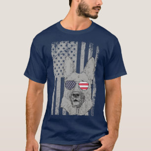 Patriotic AMERICAN FLAG German Shepherd  Men GSH L T-Shirt