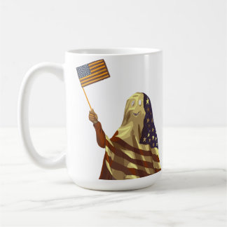 Patriotic American Flag Ghost Halloween Coffee Mug