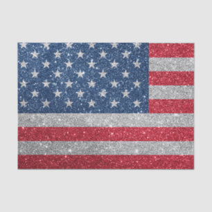 Patriotic American Flag Glitter Tissue Paper