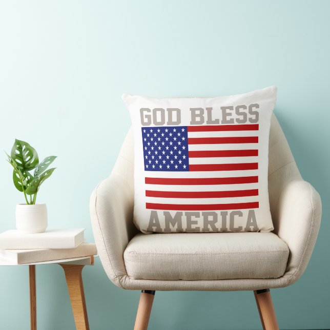 Patriotic American Flag God Bless America Cushion (Chair)