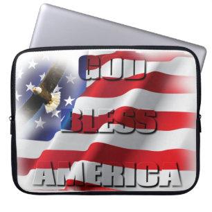 Patriotic American Flag God Bless America Laptop Sleeve
