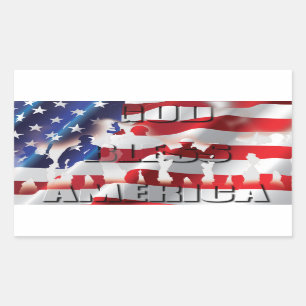 Patriotic American Flag God Bless America Rectangular Sticker