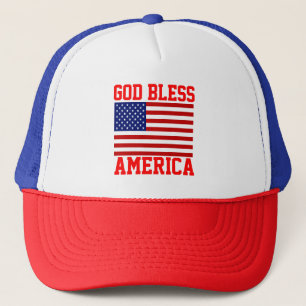 Patriotic American Flag God Bless America Trucker Hat