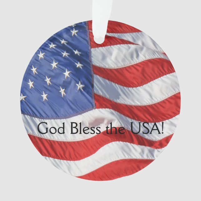 Patriotic American Flag God Bless the USA Ornament (Front)