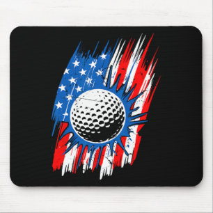 Patriotic American Flag Golf Ball Men Women Mouse Mat