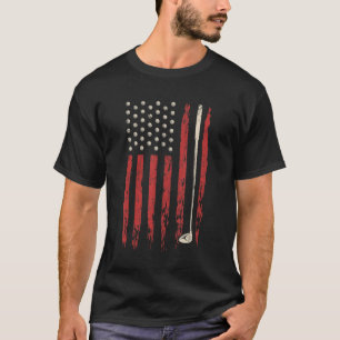 Patriotic American Flag Golf Vintage USA Flag Golf T-Shirt