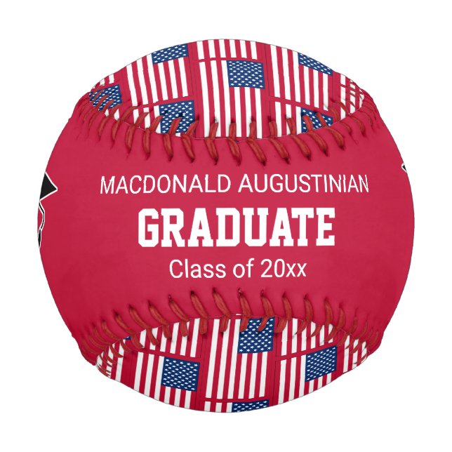 Patriotic AMERICAN FLAG Graduate Baseball (Front)