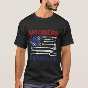 Patriotic American Flag Grill Byrbeque Master  T-Shirt