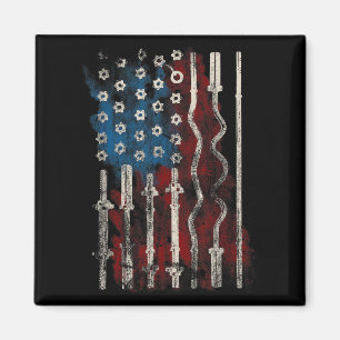 Patriotic American Flag Gym For Weight Lifters Magnet