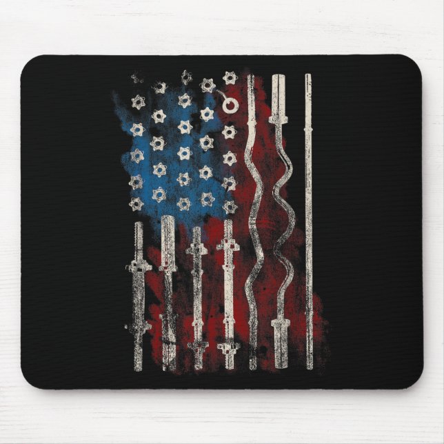 Patriotic American Flag Gym For Weight Lifters  Mouse Mat (Front)