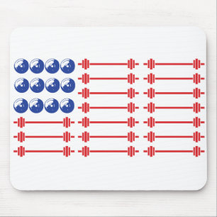 Patriotic American Flag Gym Weightlifting Bar Mouse Mat