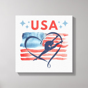 Patriotic American Flag Gymnastics Design for USA Canvas Print