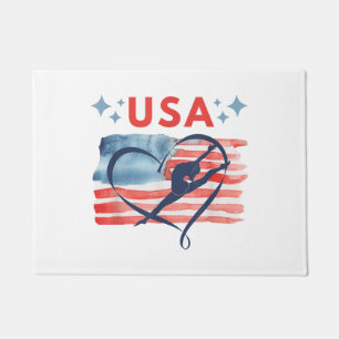 Patriotic American Flag Gymnastics Design for USA  Doormat