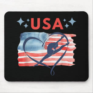 Patriotic American Flag Gymnastics Design for USA Mouse Mat