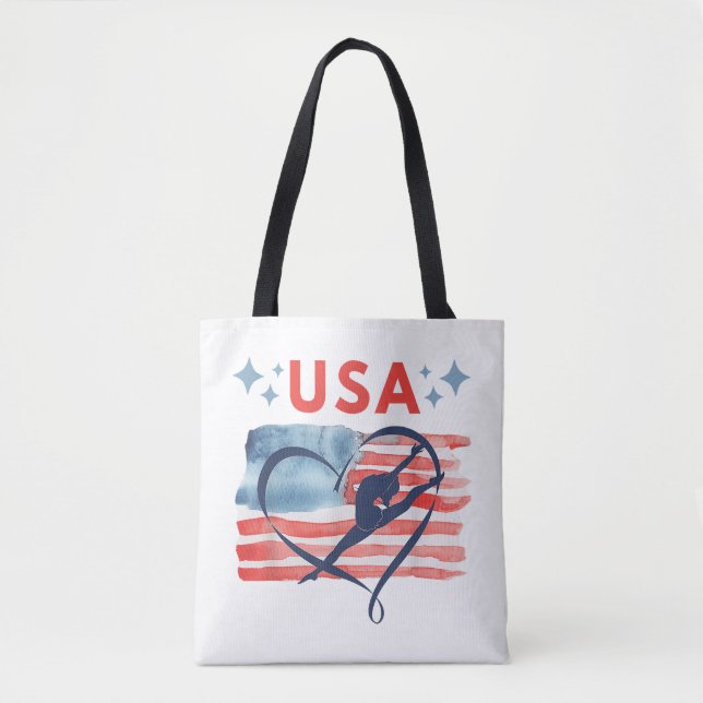 Patriotic American Flag Gymnastics Design for USA  Tote Bag (Front)