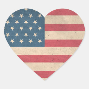 Patriotic American Flag Heart Heart Sticker