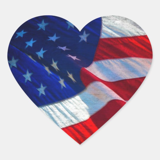 Patriotic American Flag Heart Heart Sticker (Front)