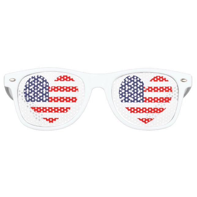 Patriotic American flag heart icon party shades (Front)