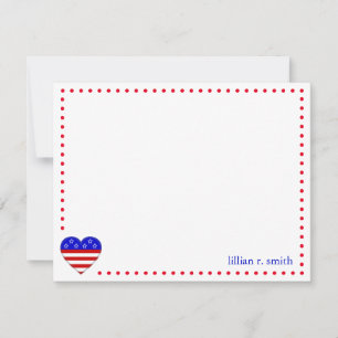 Patriotic American Flag Heart Personalised Card