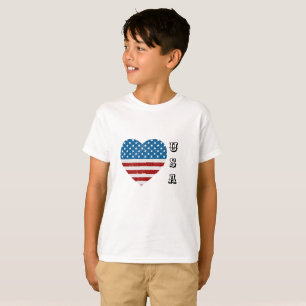Patriotic American Flag Heart Stars Stripes USA Bl T-Shirt