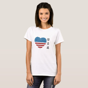 Patriotic American Flag Heart Stars Stripes USA Bl T-Shirt