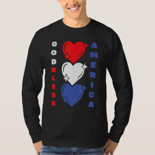 Patriotic American Flag Hearts For Men God Bless A T-Shirt