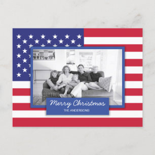 Patriotic American Flag Holiday Photo Postcard