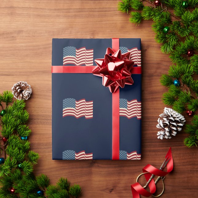 Patriotic American Flag Holiday Wrapping Paper (Holiday Gift)
