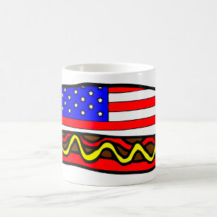 Patriotic American Flag Hot Dog  Coffee Mug
