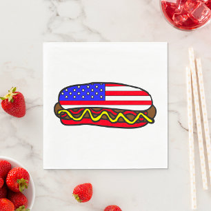 Patriotic American Flag Hot Dog  Napkin